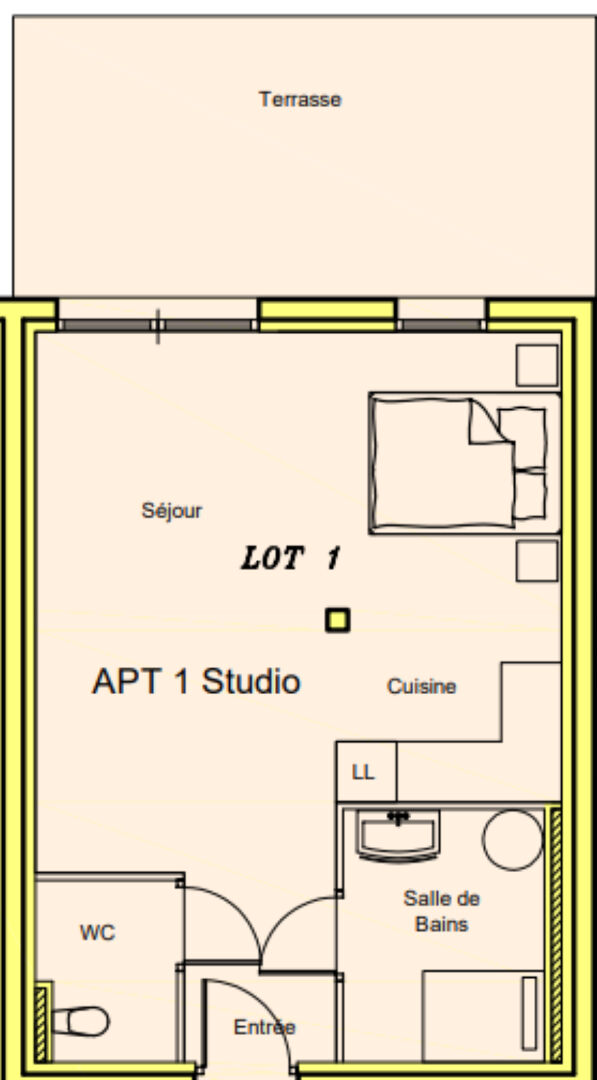 Charmant studio de 36,50 m² avec terrasse privative plein sud