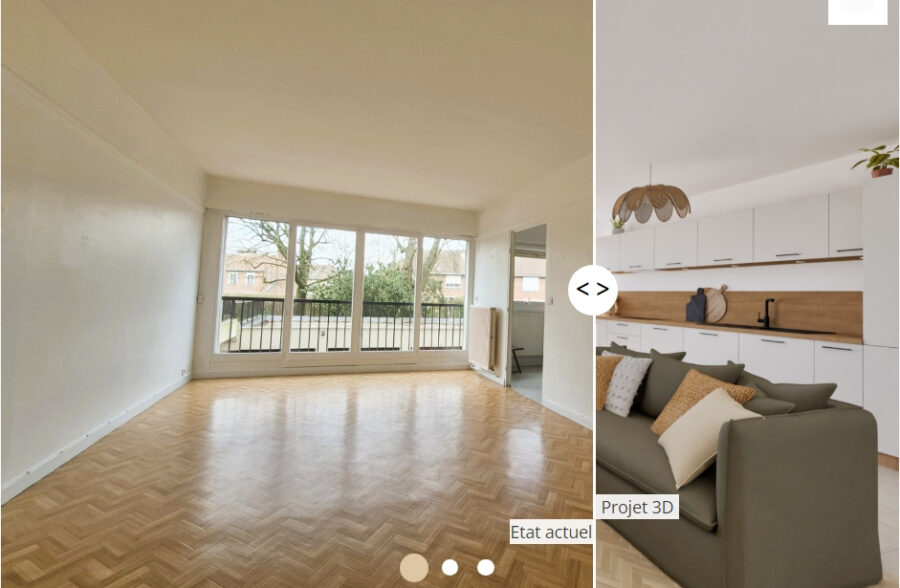 Appartement  Type 3  avec garage en rez- de -chaussée.