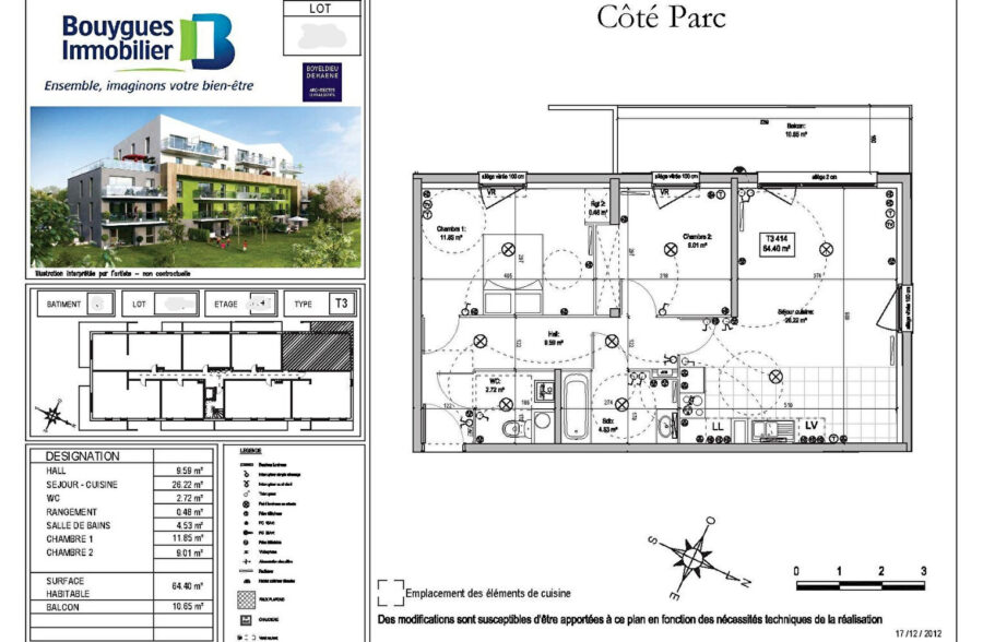 Secteur Bois Leurent / Appartement T3 récent avec double parking