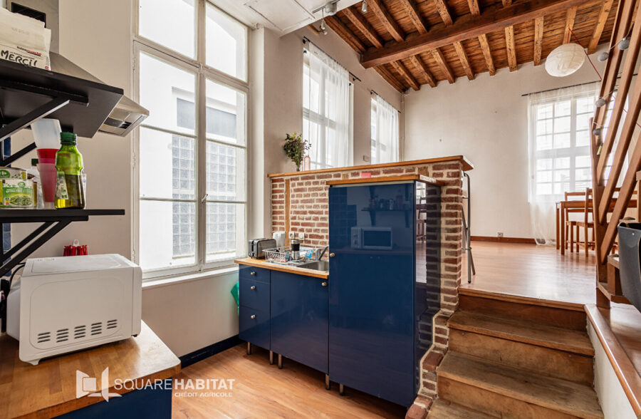 LILLE HYPERCENTRE : SUPERBE T2 LUMINEUX EN DUPLEX AVEC CACHET 40,66M² (47,17M² AU SOL)