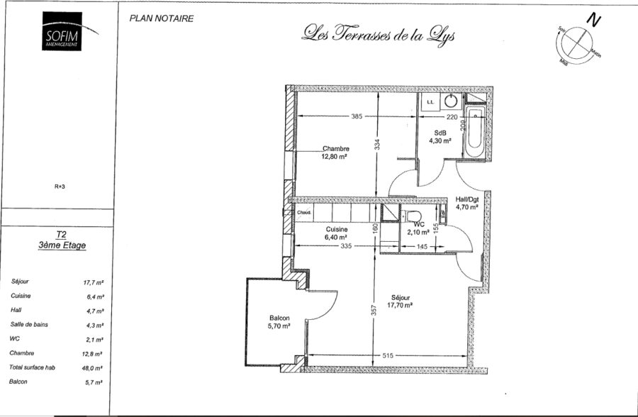 T2 48m² – Résidence récente (2015) – Calme, Balcon, Parking