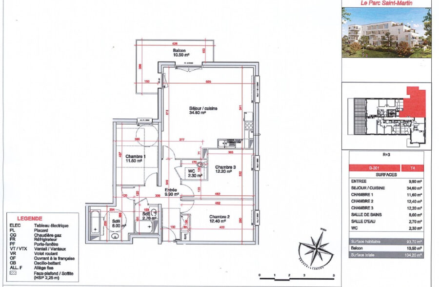 Appartement St Martin Boulogne 4 pièce(s) 93.70 m2
