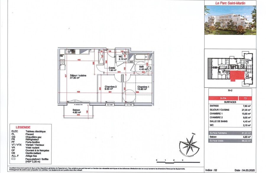 Appartement Saint Martin Boulogne 3 pièce(s) 61.20 m2