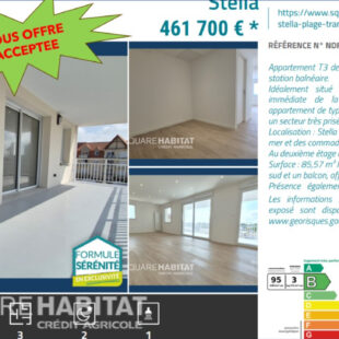 Appartement T3  85.57 m2 Stella plage  Sous compromis 