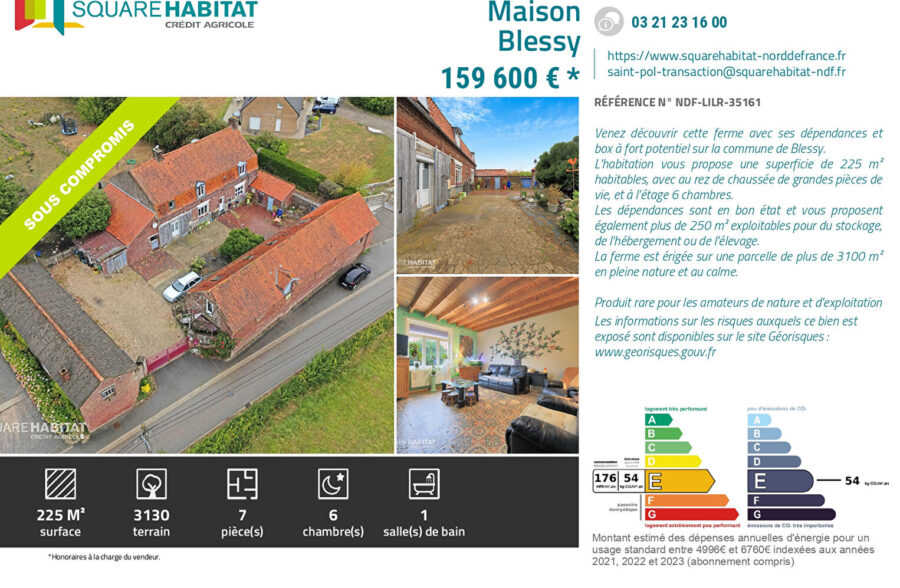 Maison Blessy 7 pièce(s) 225 m2 &nbsp;Sous compromis&nbsp;